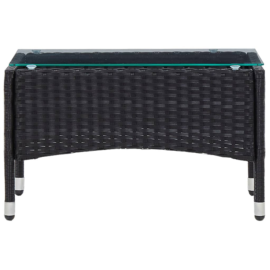 4-delige Loungeset met kussens poly rattan zwart
