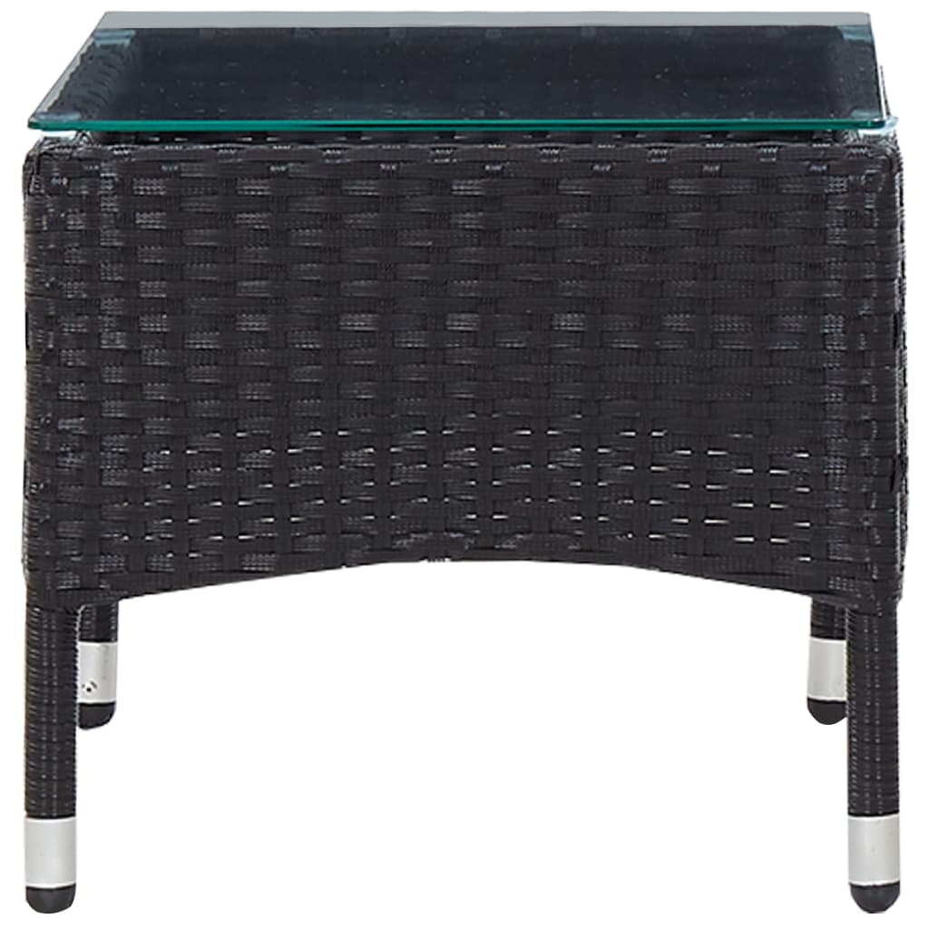 4-delige Loungeset met kussens poly rattan zwart