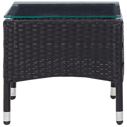 4-delige Loungeset met kussens poly rattan zwart