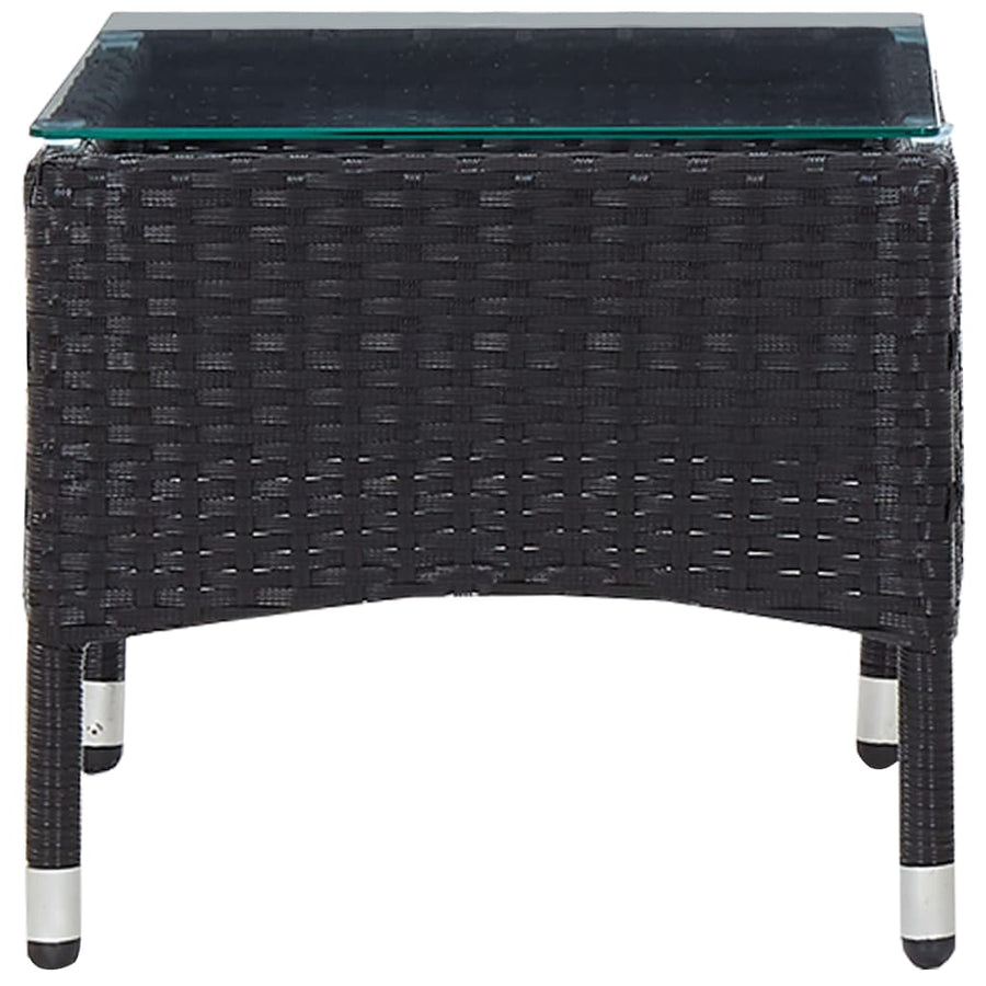 4-delige Loungeset met kussens poly rattan zwart