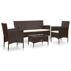 -Delige Loungeset Met Kussens Poly Rattan Bruin