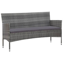 -Delige Loungeset Met Kussens Poly Rattan Grijs