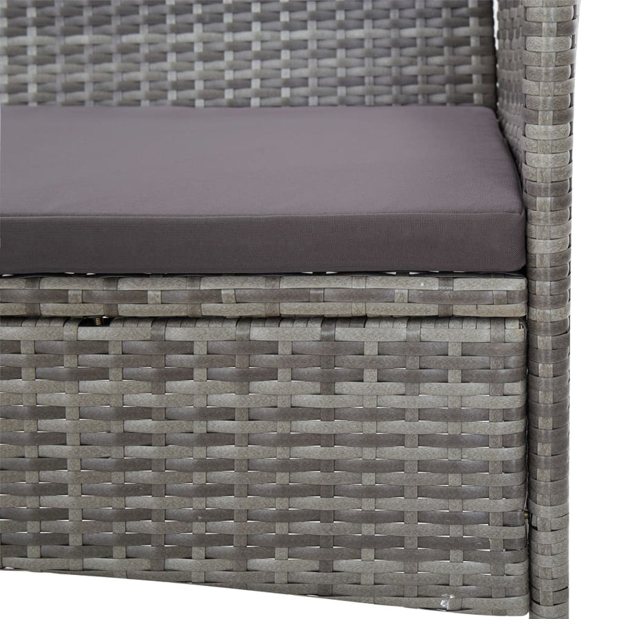 -Delige Loungeset Met Kussens Poly Rattan Grijs