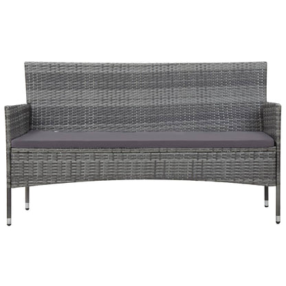 -Delige Loungeset Met Kussens Poly Rattan Grijs