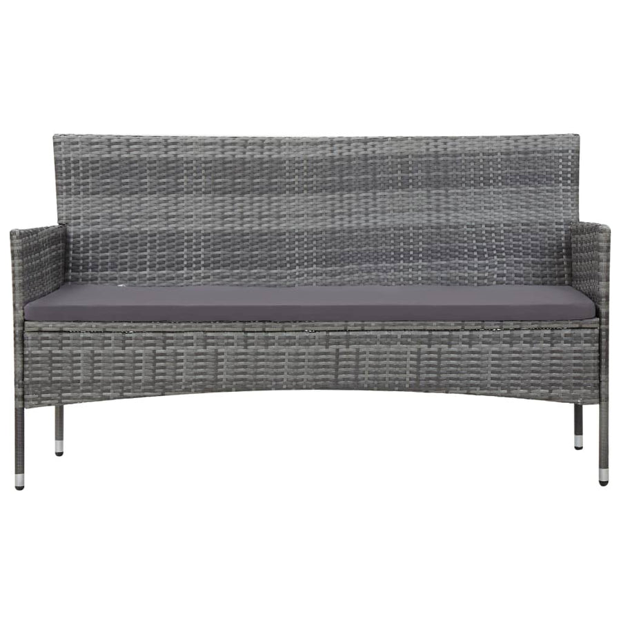 -Delige Loungeset Met Kussens Poly Rattan Grijs