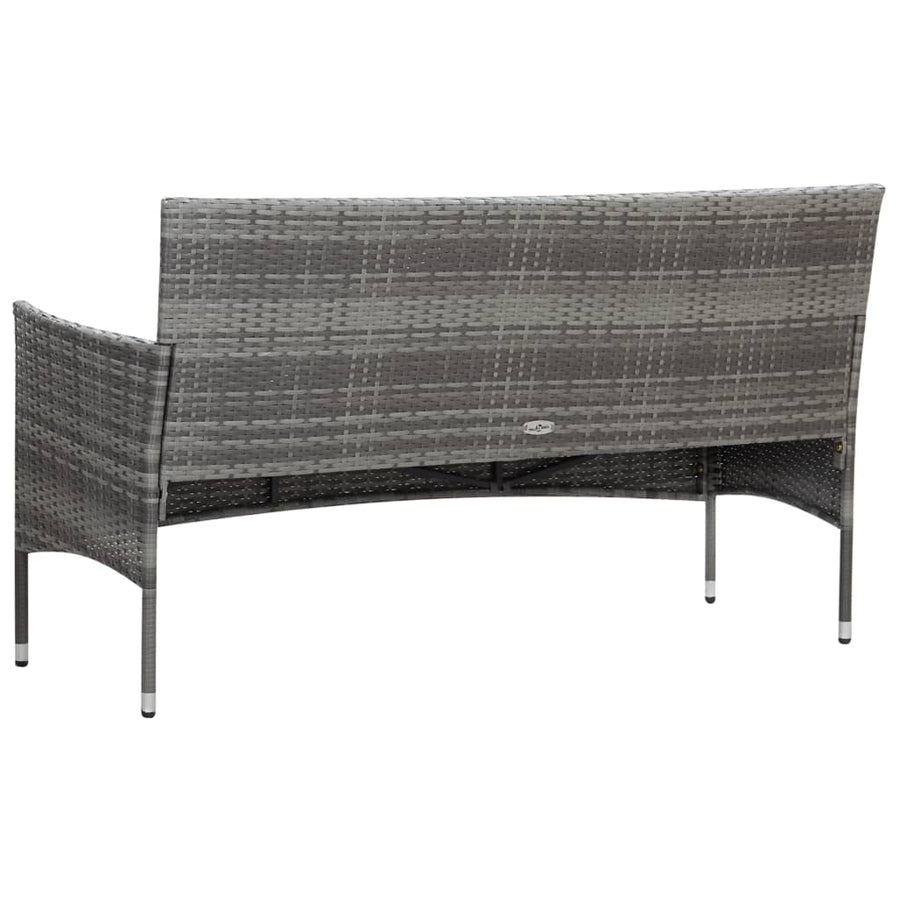 -Delige Loungeset Met Kussens Poly Rattan Grijs
