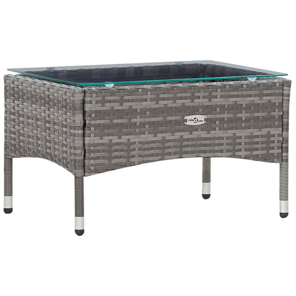 -Delige Loungeset Met Kussens Poly Rattan Grijs
