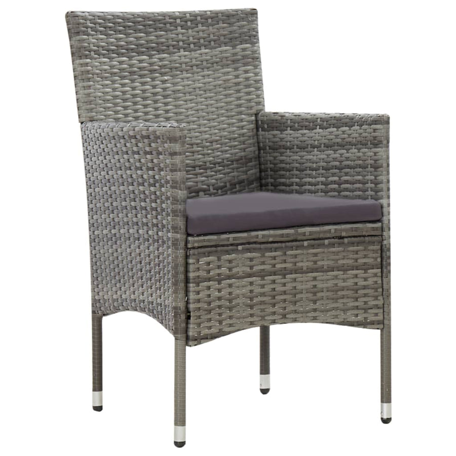 -Delige Loungeset Met Kussens Poly Rattan Grijs