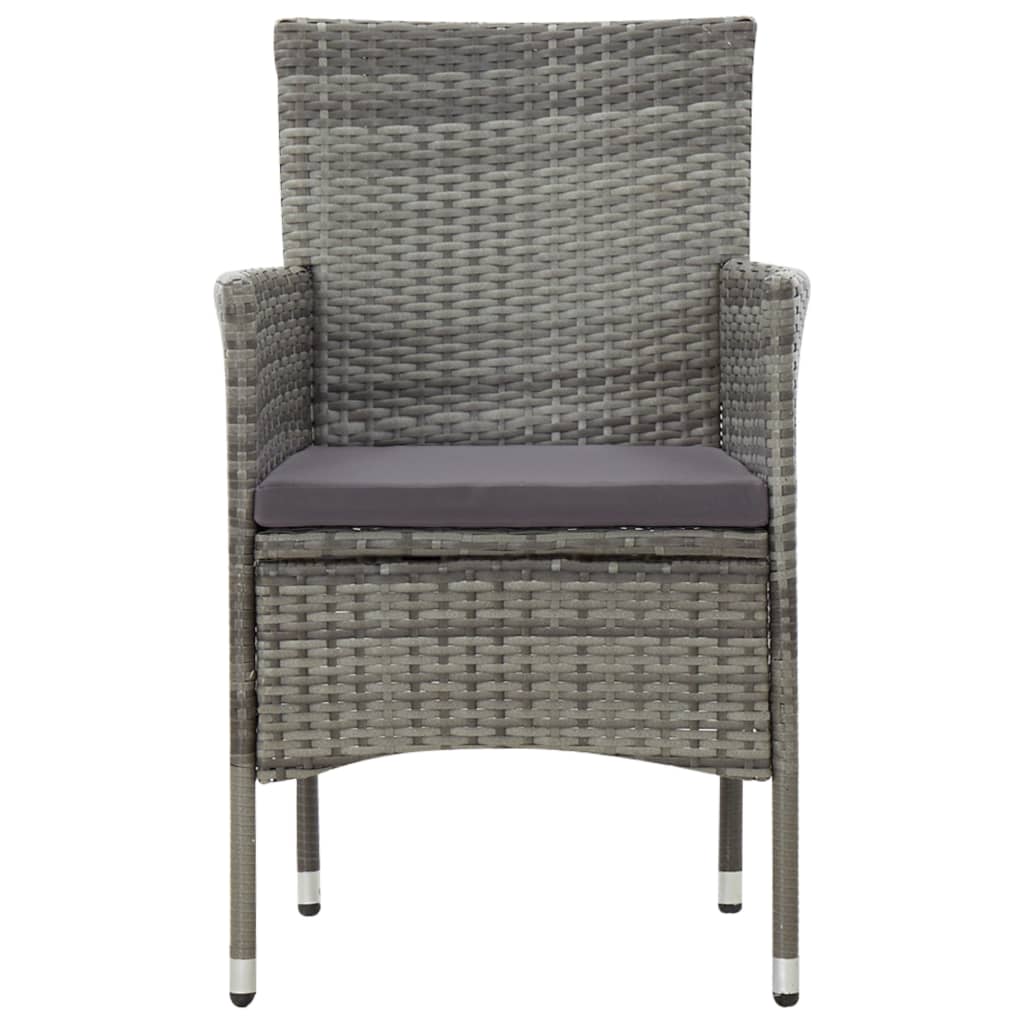 -Delige Loungeset Met Kussens Poly Rattan Grijs