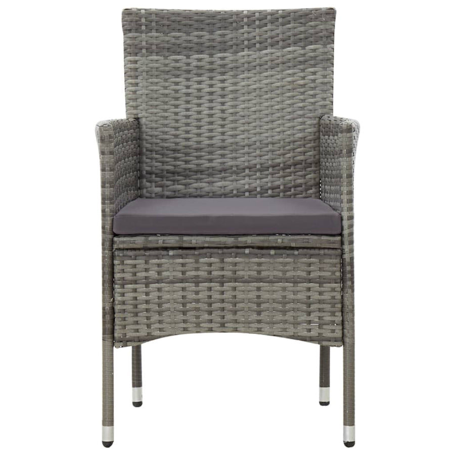 -Delige Loungeset Met Kussens Poly Rattan Grijs
