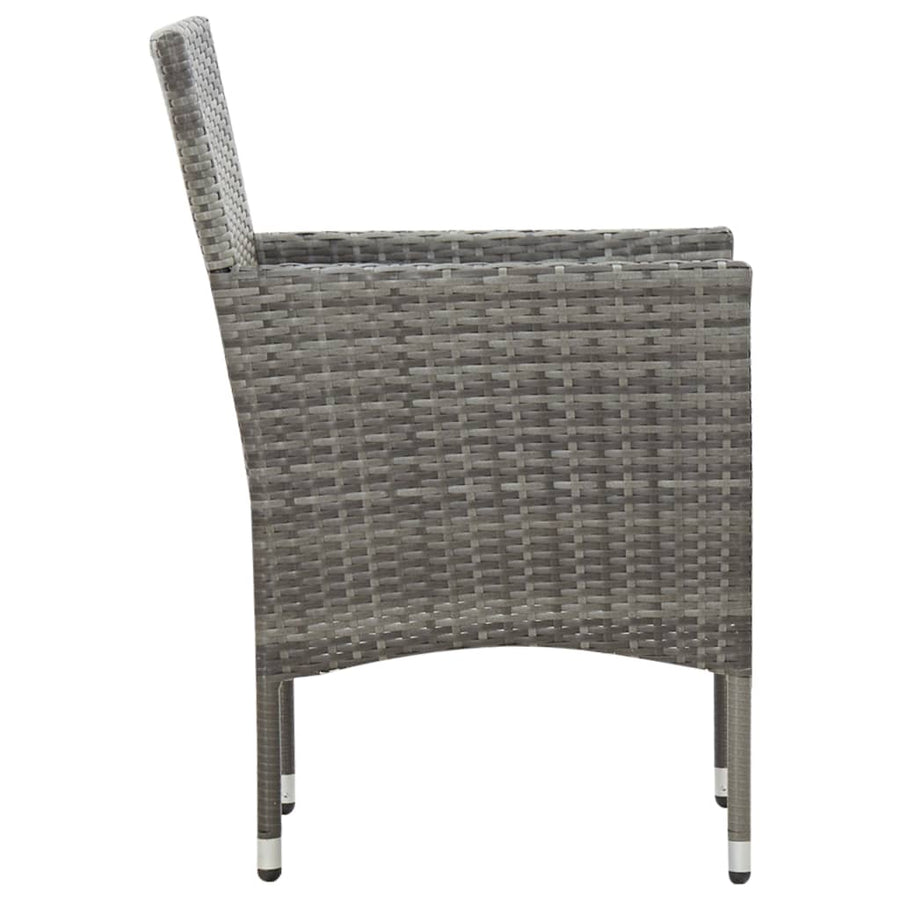 -Delige Loungeset Met Kussens Poly Rattan Grijs