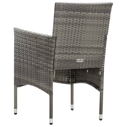 -Delige Loungeset Met Kussens Poly Rattan Grijs