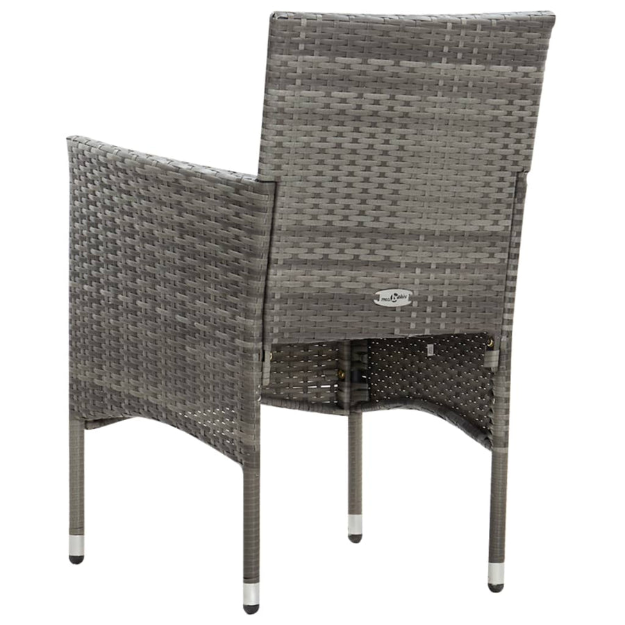 -Delige Loungeset Met Kussens Poly Rattan Grijs