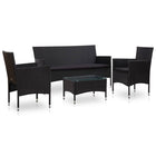 -Delige Loungeset Met Kussens Poly Rattan Zwart