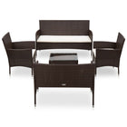 -Delige Loungeset Met Kussens Poly Rattan Bruin