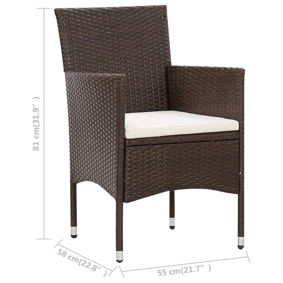 -Delige Loungeset Met Kussens Poly Rattan Bruin