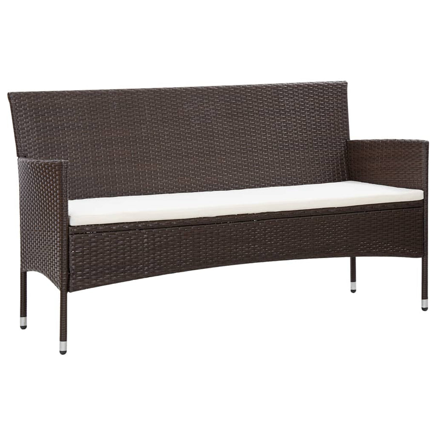 -Delige Loungeset Met Kussens Poly Rattan Bruin