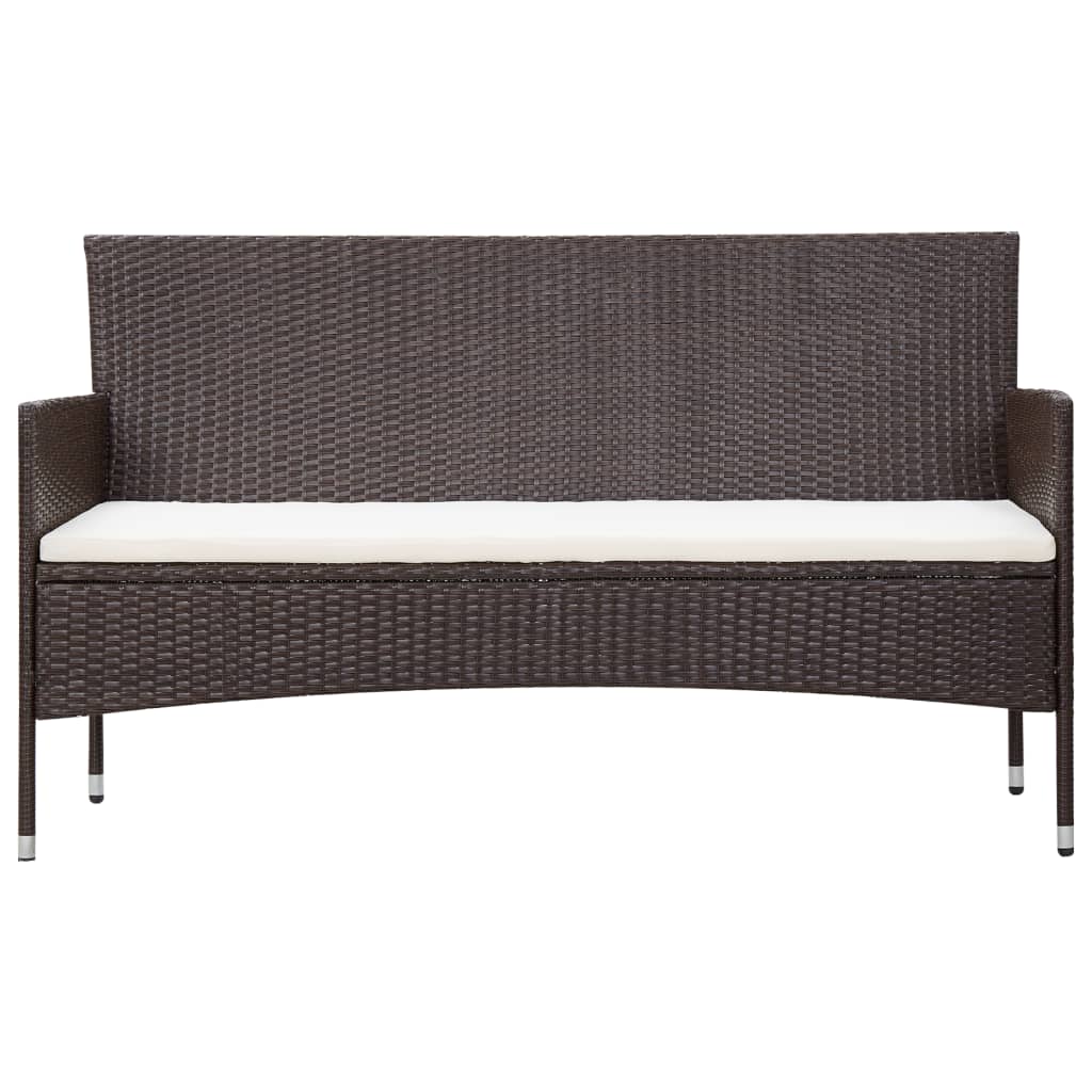 -Delige Loungeset Met Kussens Poly Rattan Bruin