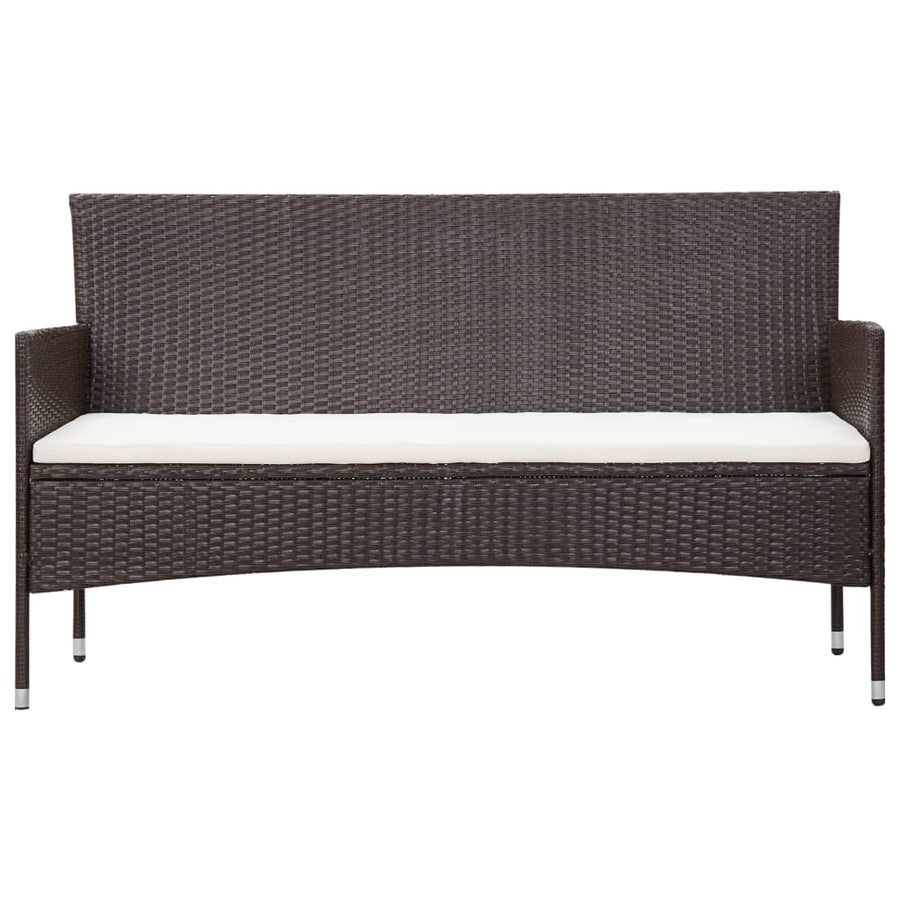 -Delige Loungeset Met Kussens Poly Rattan Bruin