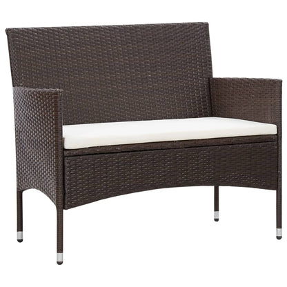 -Delige Loungeset Met Kussens Poly Rattan Bruin