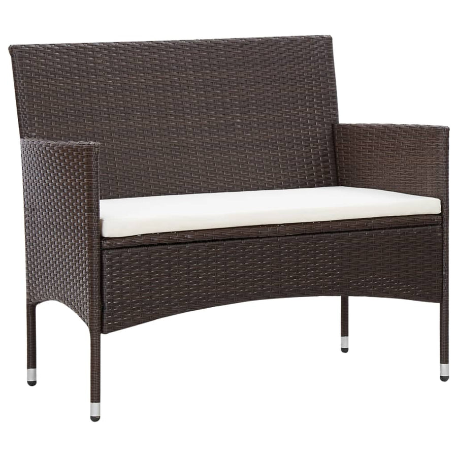 -Delige Loungeset Met Kussens Poly Rattan Bruin