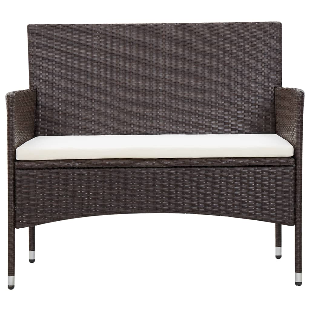 -Delige Loungeset Met Kussens Poly Rattan Bruin