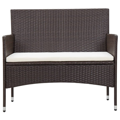 -Delige Loungeset Met Kussens Poly Rattan Bruin