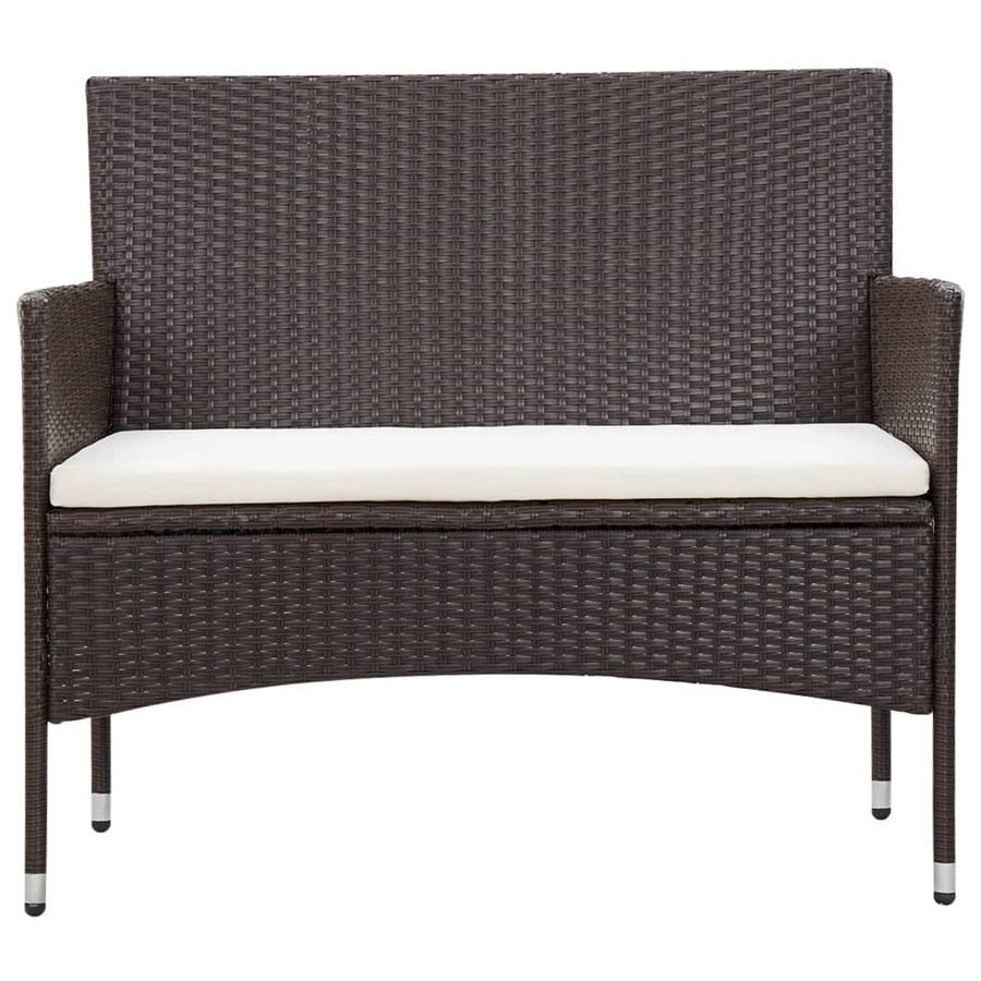 -Delige Loungeset Met Kussens Poly Rattan Bruin