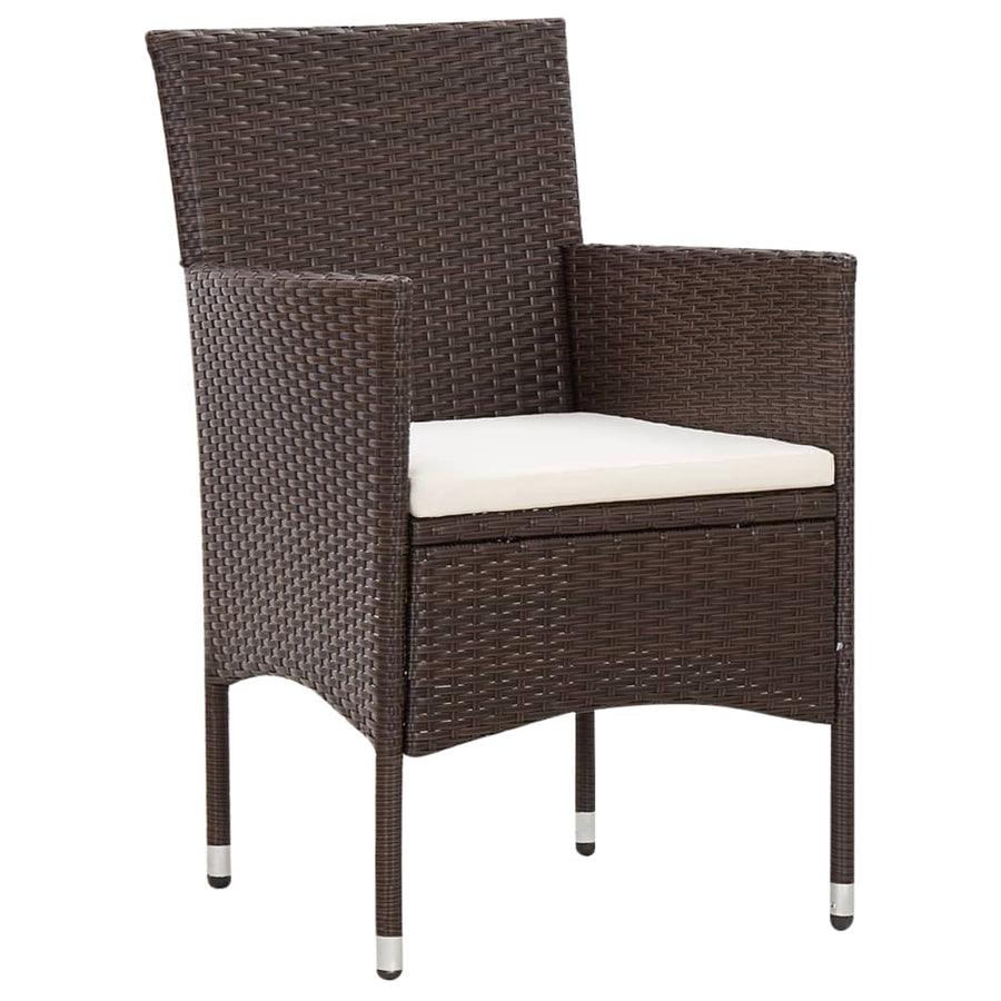 -Delige Loungeset Met Kussens Poly Rattan Bruin