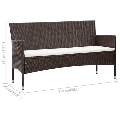 -Delige Loungeset Met Kussens Poly Rattan Bruin