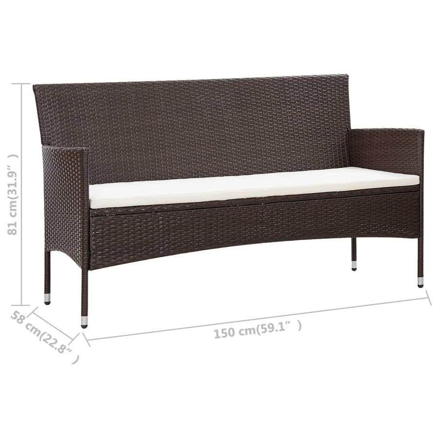 -Delige Loungeset Met Kussens Poly Rattan Bruin