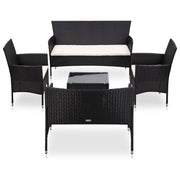 Loungeset 5-delig poly rattan zwart