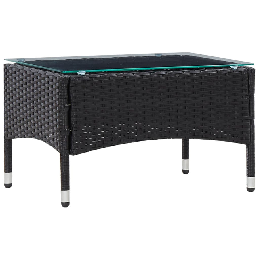 -Delige Loungeset Met Kussens Poly Rattan Zwart en crèmewit