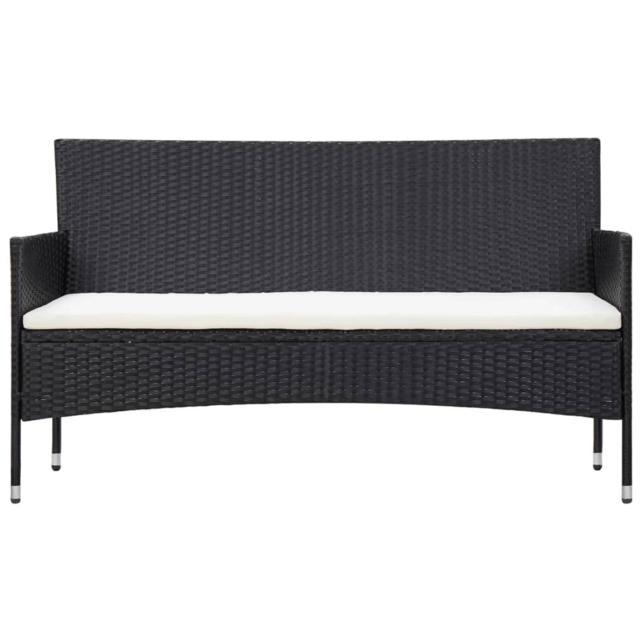 -Delige Loungeset Met Kussens Poly Rattan Zwart en crèmewit
