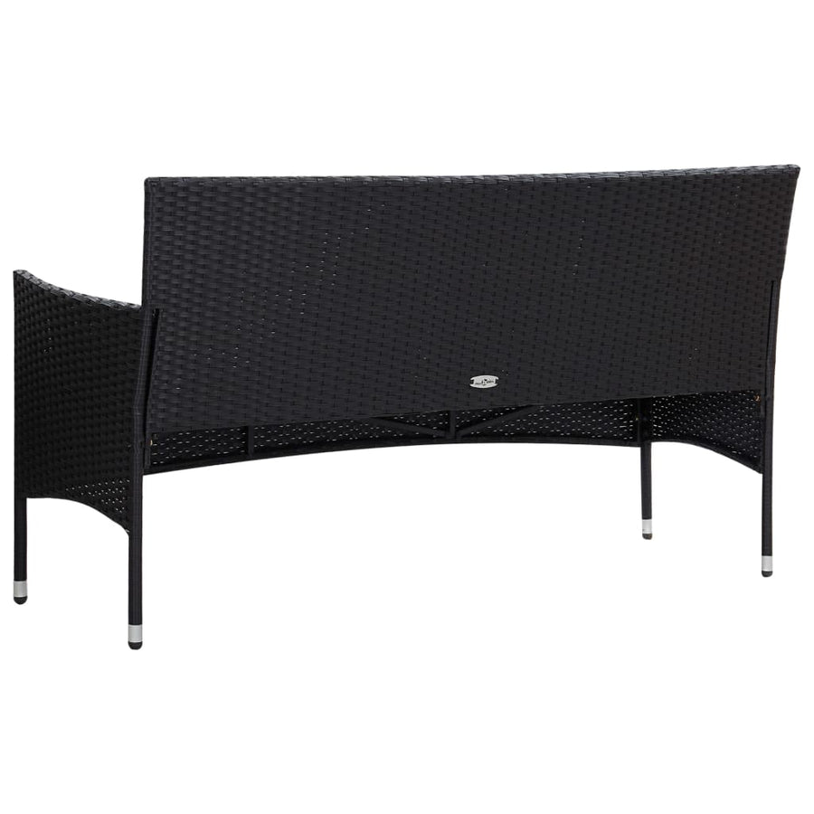 -Delige Loungeset Met Kussens Poly Rattan Zwart en crèmewit