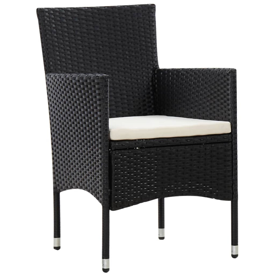 -Delige Loungeset Met Kussens Poly Rattan Zwart en crèmewit