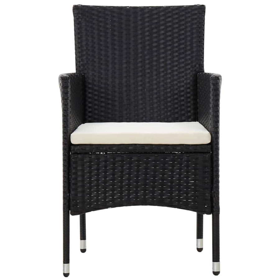 -Delige Loungeset Met Kussens Poly Rattan Zwart en crèmewit