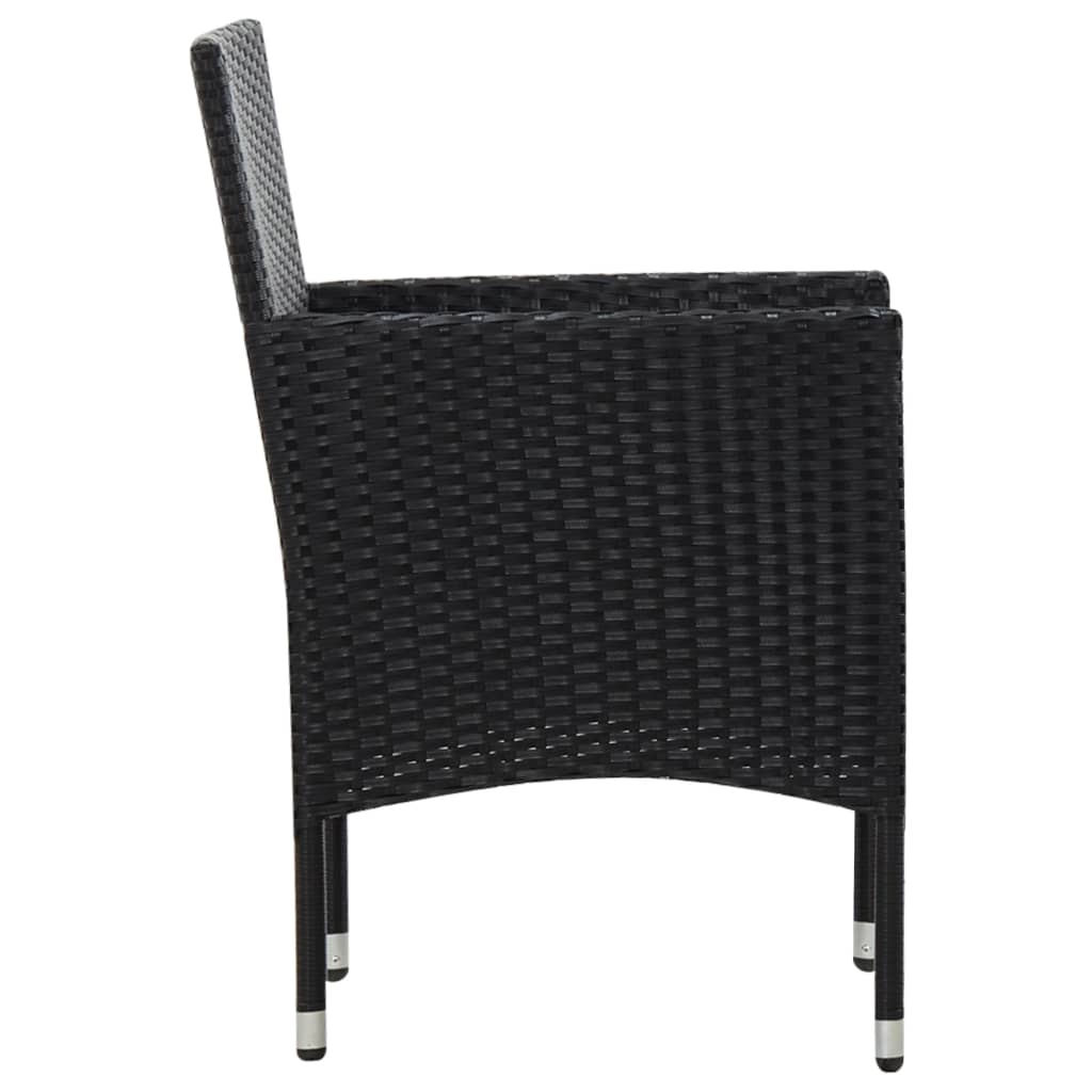 -Delige Loungeset Met Kussens Poly Rattan Zwart en crèmewit