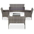 -Delige Loungeset Met Kussens Poly Rattan Grijs