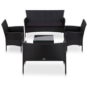 Loungeset 5-delig poly rattan zwart