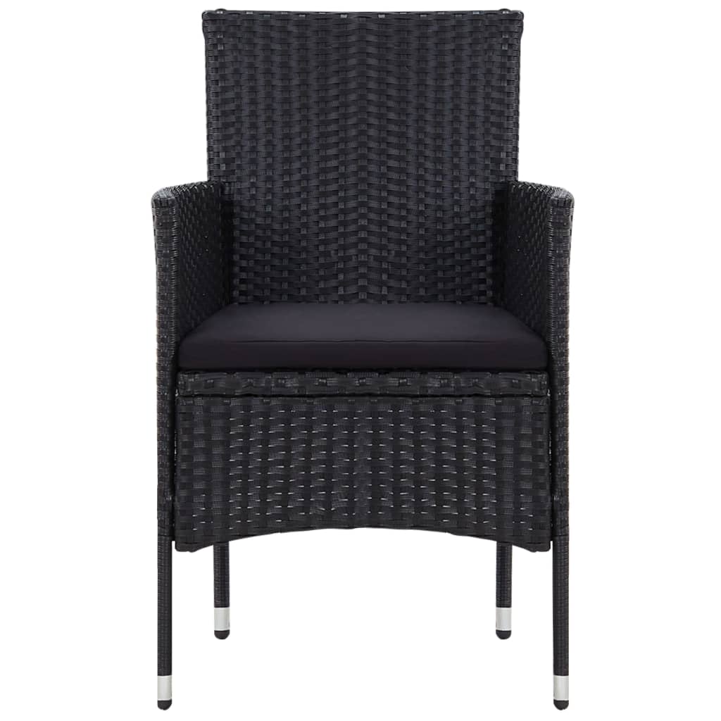 -Delige Loungeset Met Kussens Poly Rattan Zwart