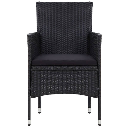-Delige Loungeset Met Kussens Poly Rattan Zwart