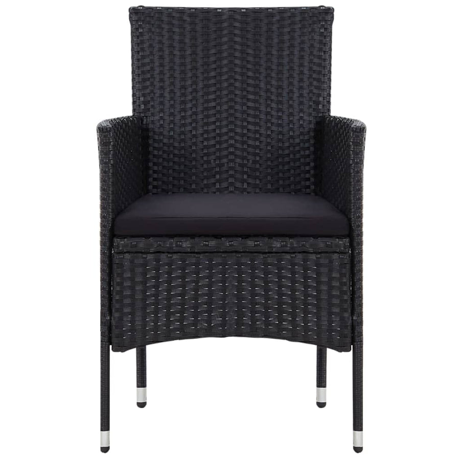 -Delige Loungeset Met Kussens Poly Rattan Zwart