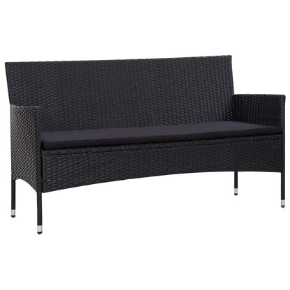 -Delige Loungeset Met Kussens Poly Rattan Zwart
