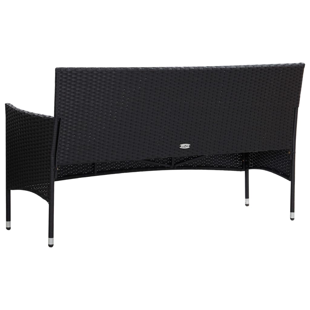-Delige Loungeset Met Kussens Poly Rattan Zwart