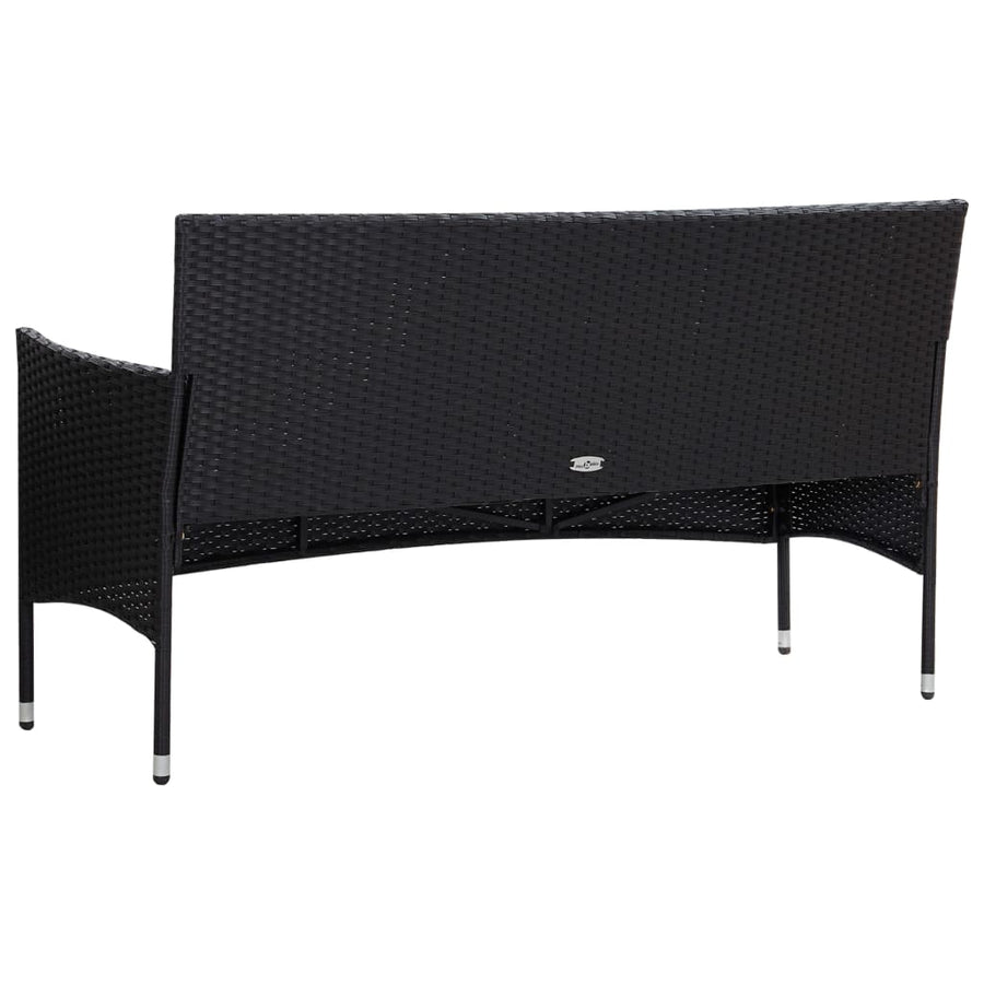 -Delige Loungeset Met Kussens Poly Rattan Zwart