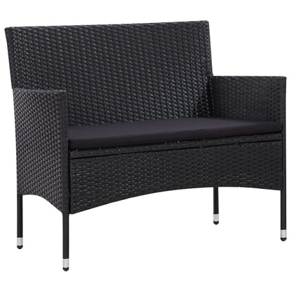 -Delige Loungeset Met Kussens Poly Rattan Zwart