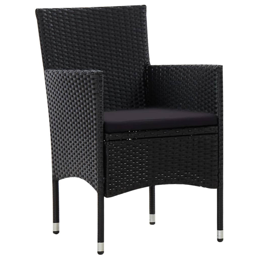 -Delige Loungeset Met Kussens Poly Rattan Zwart