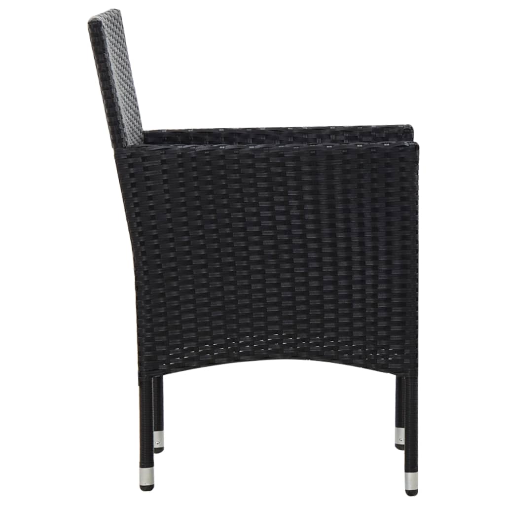 -Delige Loungeset Met Kussens Poly Rattan Zwart