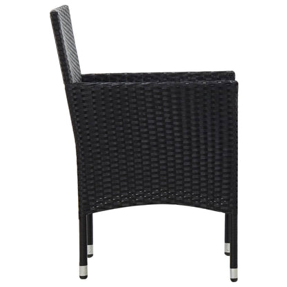 -Delige Loungeset Met Kussens Poly Rattan Zwart